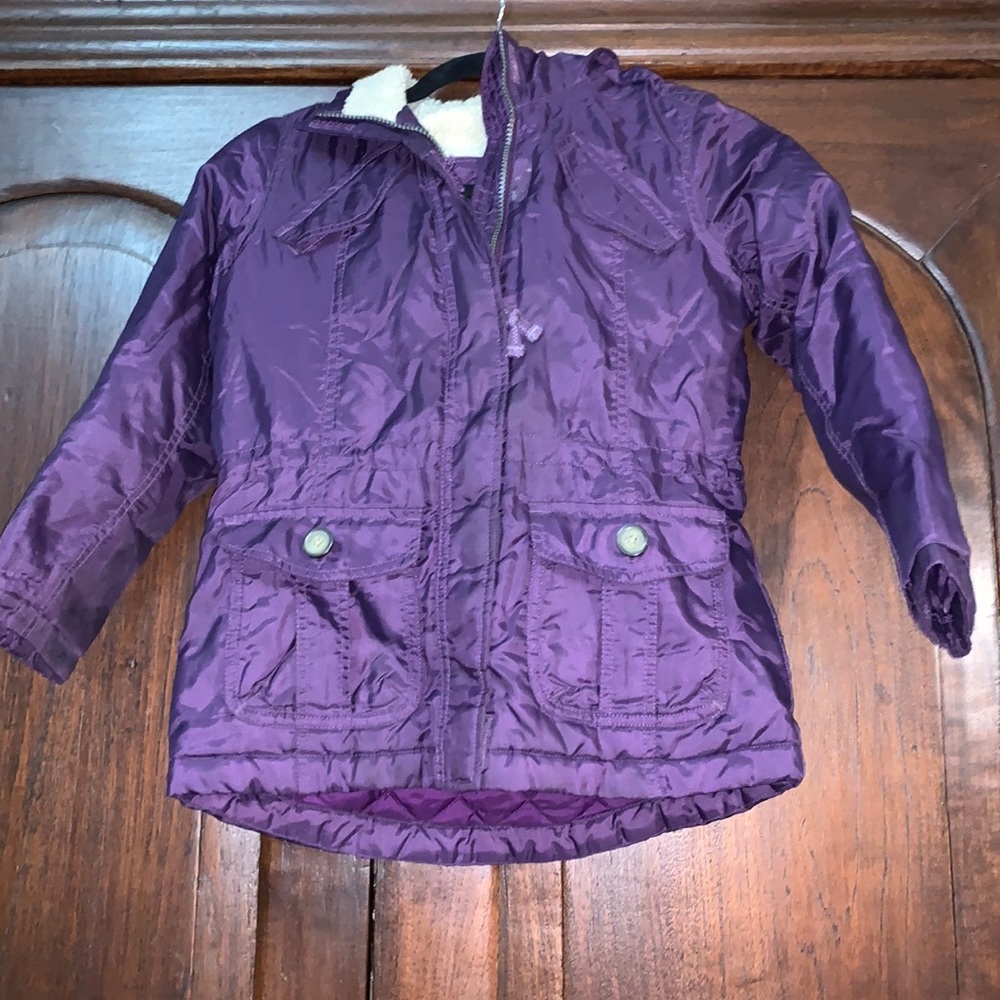 Girl’s Lands End Sherpa fleece lined parka size S